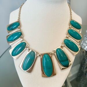 Gold and Teal Statement Necklace